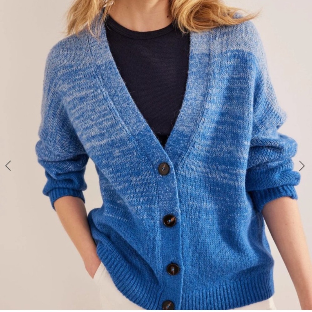 Boden Fluffy Blue Ombre Oversized Cardigan Sweater Wool Alpaca Blend - Picture 3 of 7